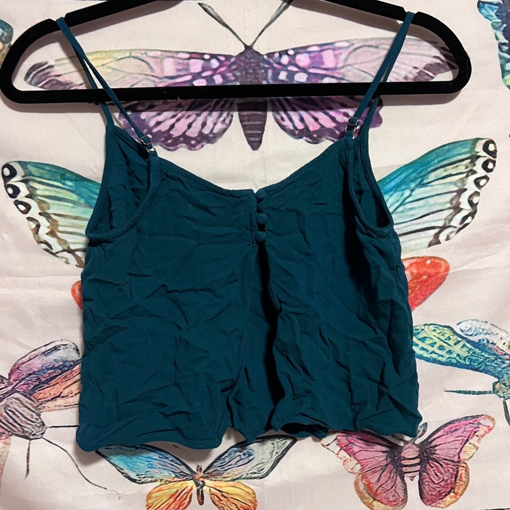 Teal Strappy Cropped Tank